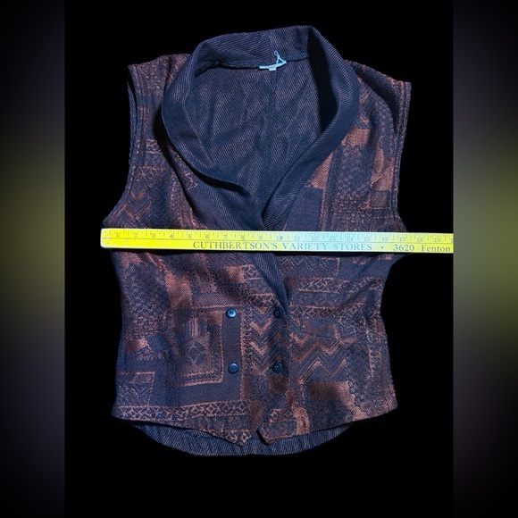 80’s Collared Black and Bronze Sleeveless Vest - Picture 7 of 10